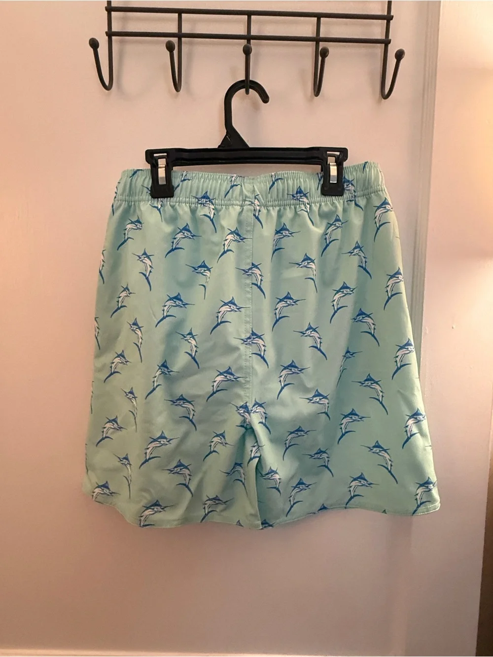 Class Club Light Aqua Swim Trunks with Blue Marlin Print